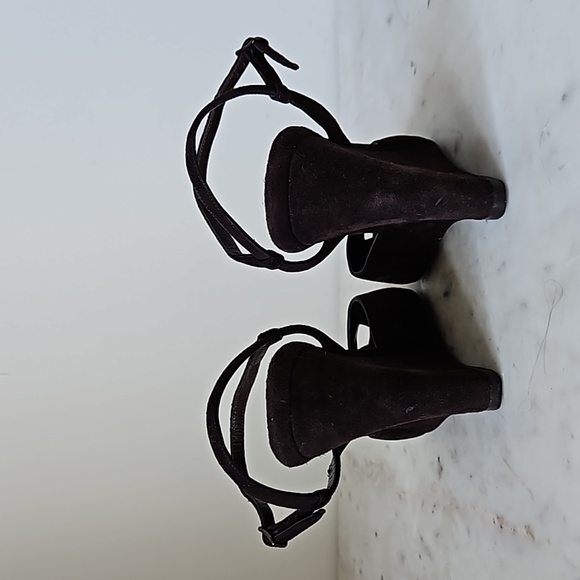 BALENCIAGA - silky soft rich chocolate brown suede sandals - Picture 5 of 7